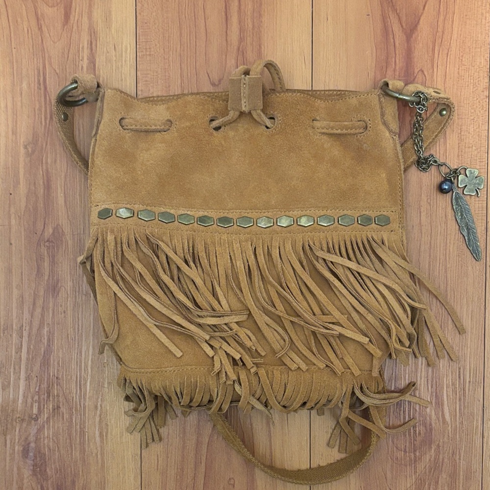 Lucky Brand Tan Suede Fringe Shoulder Bag - Picture 2 of 3